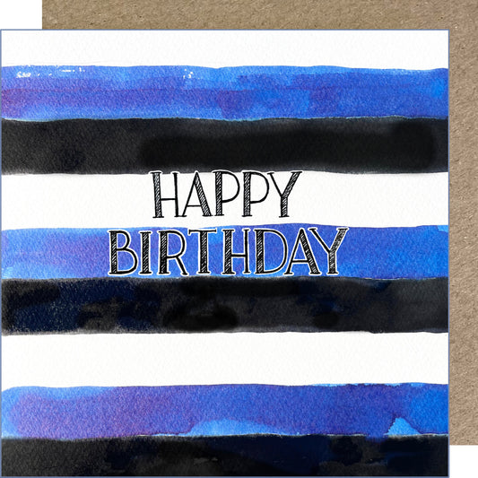 K101 Happy Birthday Bath Rugby Stripes Greetings Card