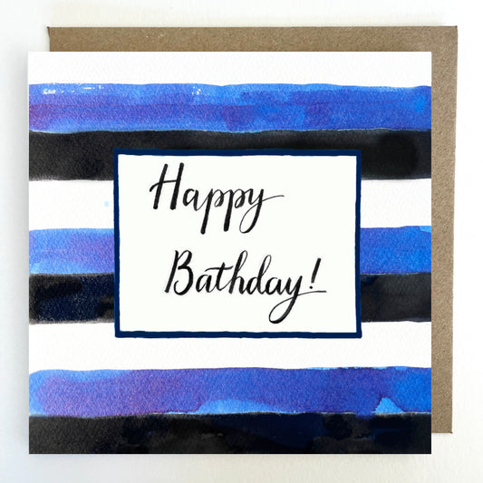 K105 Happy Bathday Bath Rugby Stripes Birthday Greetings Card