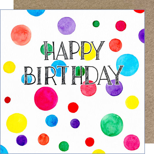 K113 Happy Birthday Rainbow Spots Greetings Card