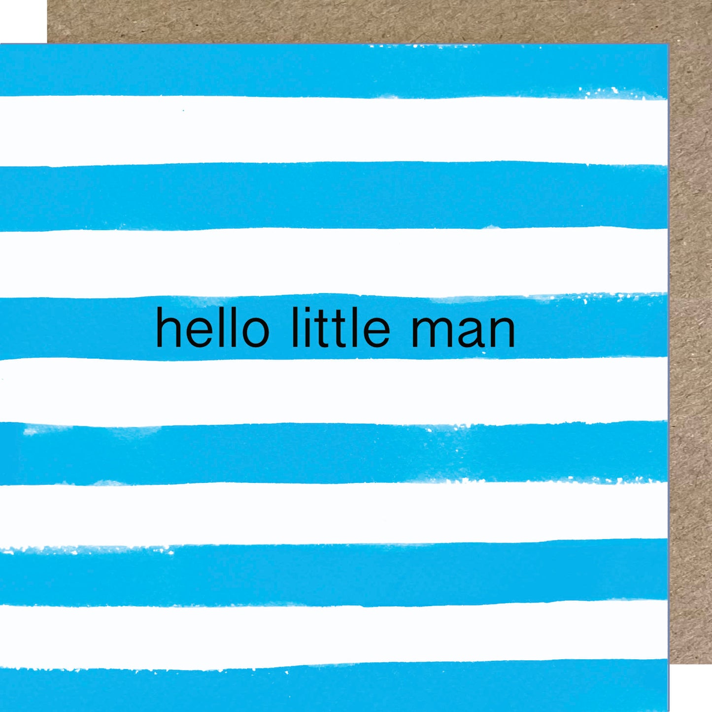 K125 'Hello Little Man' Blue Stripes Greetings Card