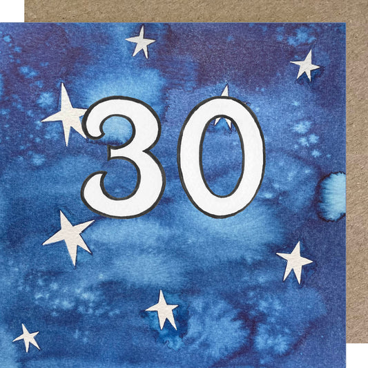 K153 Night Sky Stars Age 30 Greetings Card