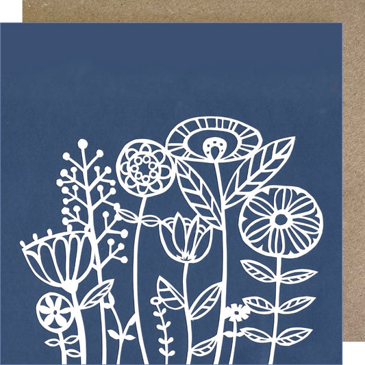 K199 Meadow Flowers Paper Cut Greetings Card