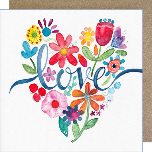 K20 Love Floral Heart Greetings Card