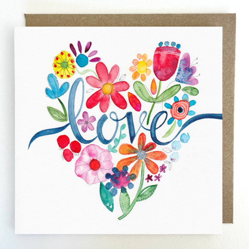 K20 Love Floral Heart Greetings Card