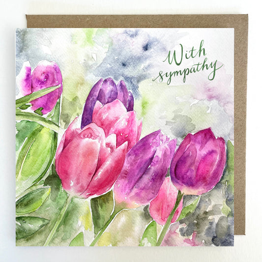 K206. Tulips, With Sympathy Greetings Card