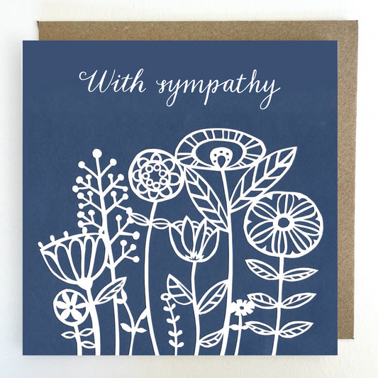 K212 Meadow Flowers With Sympathy Paper Cut Greetings Card