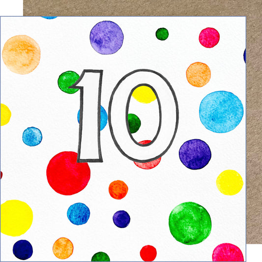 K220 Rainbow Spots - Age 10 Greetings Card