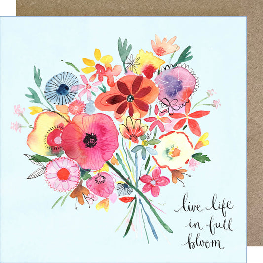 K247 Floral Bunch, Live Life in Full Bloom Greetings Card