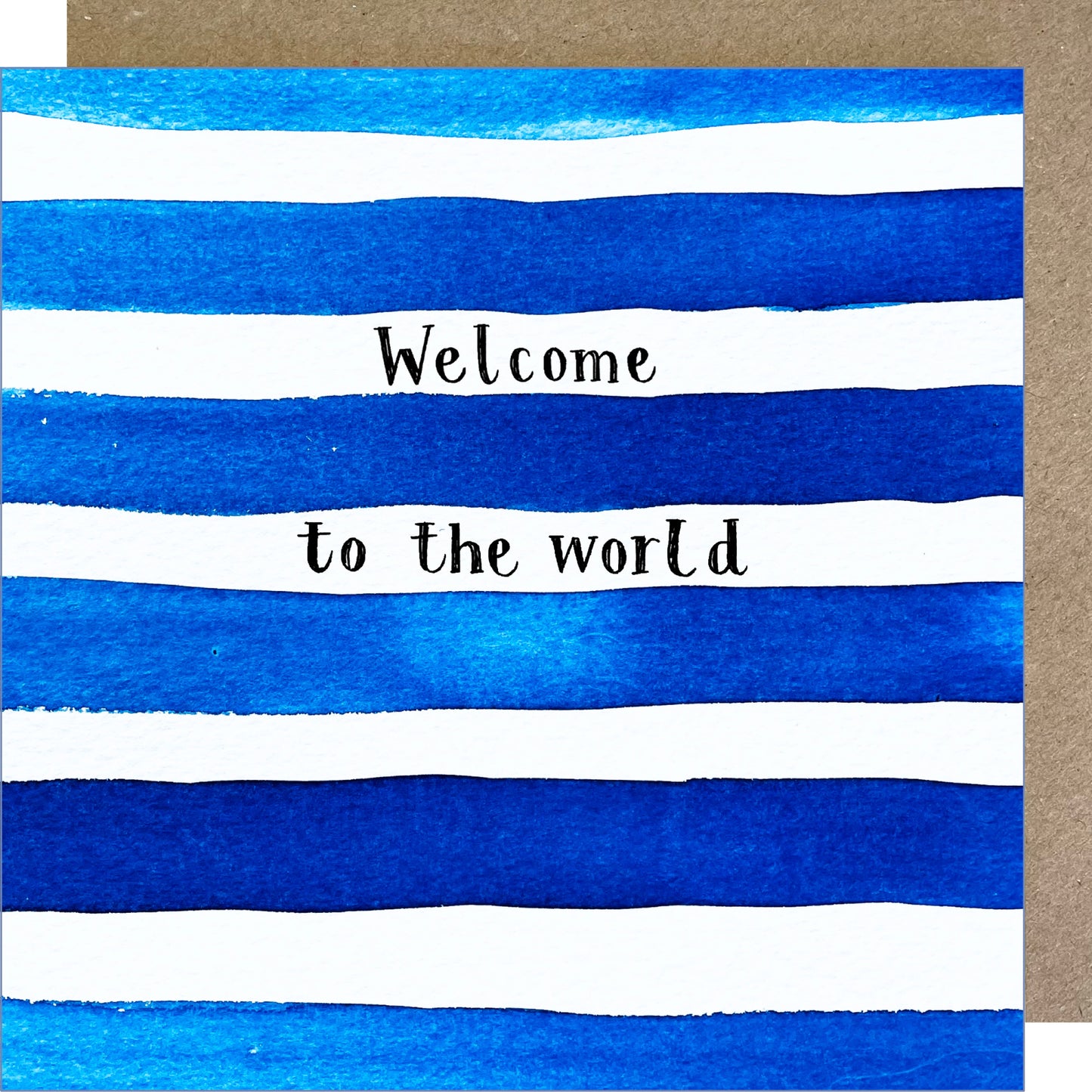 K25 Welcome to the World, Blue Stripes Greetings Card