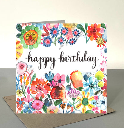 K258 Floral Jungle Happy Birthday Greetings Card
