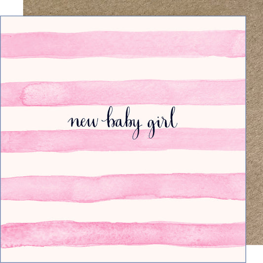 K259 Pink Striped New Baby Girl Greetings Card