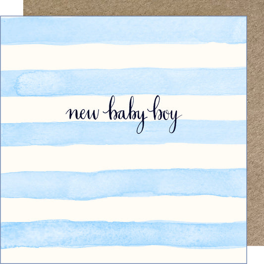 K260 Blue Striped New Baby Boy Greetings Card