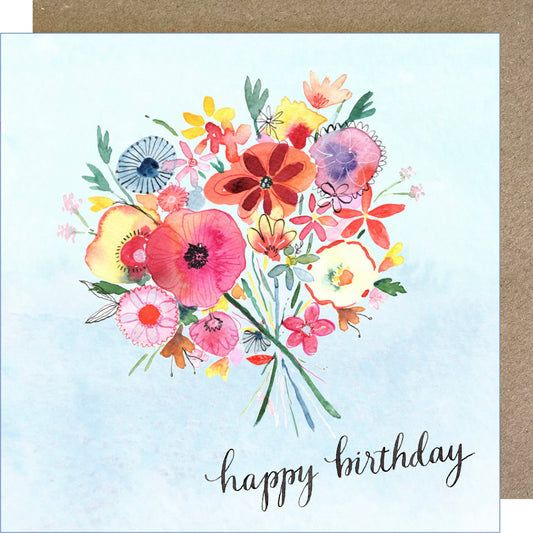 K264 Floral Bunch Happy Birthday Greetings Card