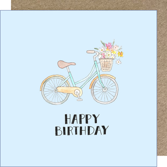 K272 'Bike with Flowers' Happy Birthday Greetings Card