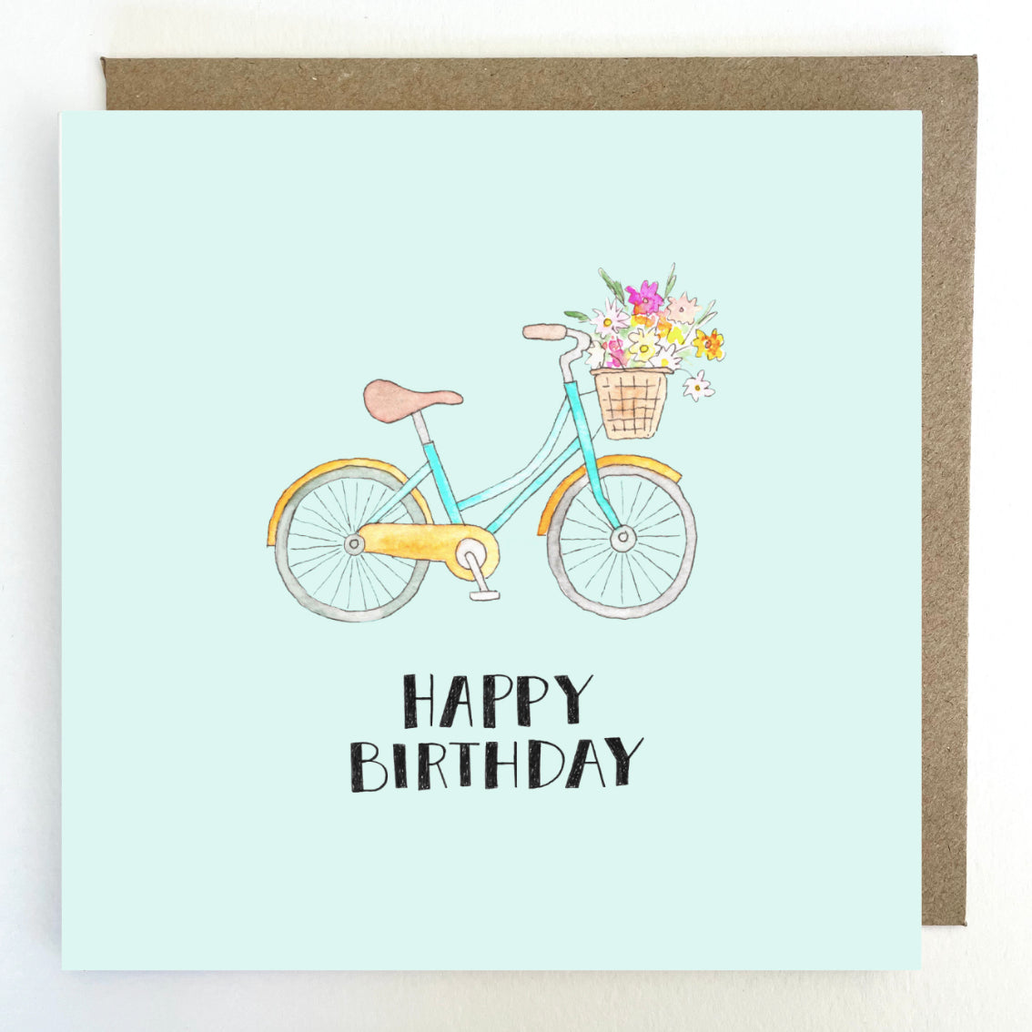 K272 'Bike with Flowers' Happy Birthday Greetings Card