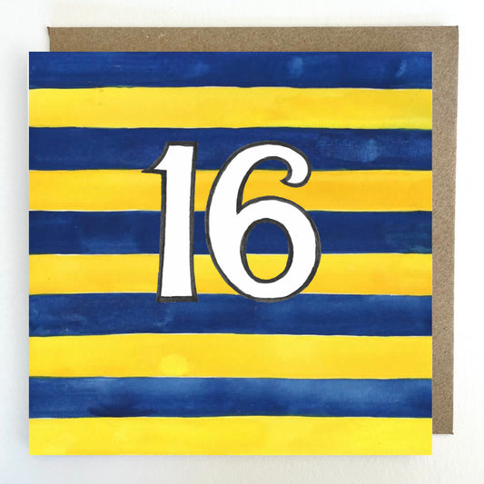 K294. Oxford United Football, Age 16 Greetings Card