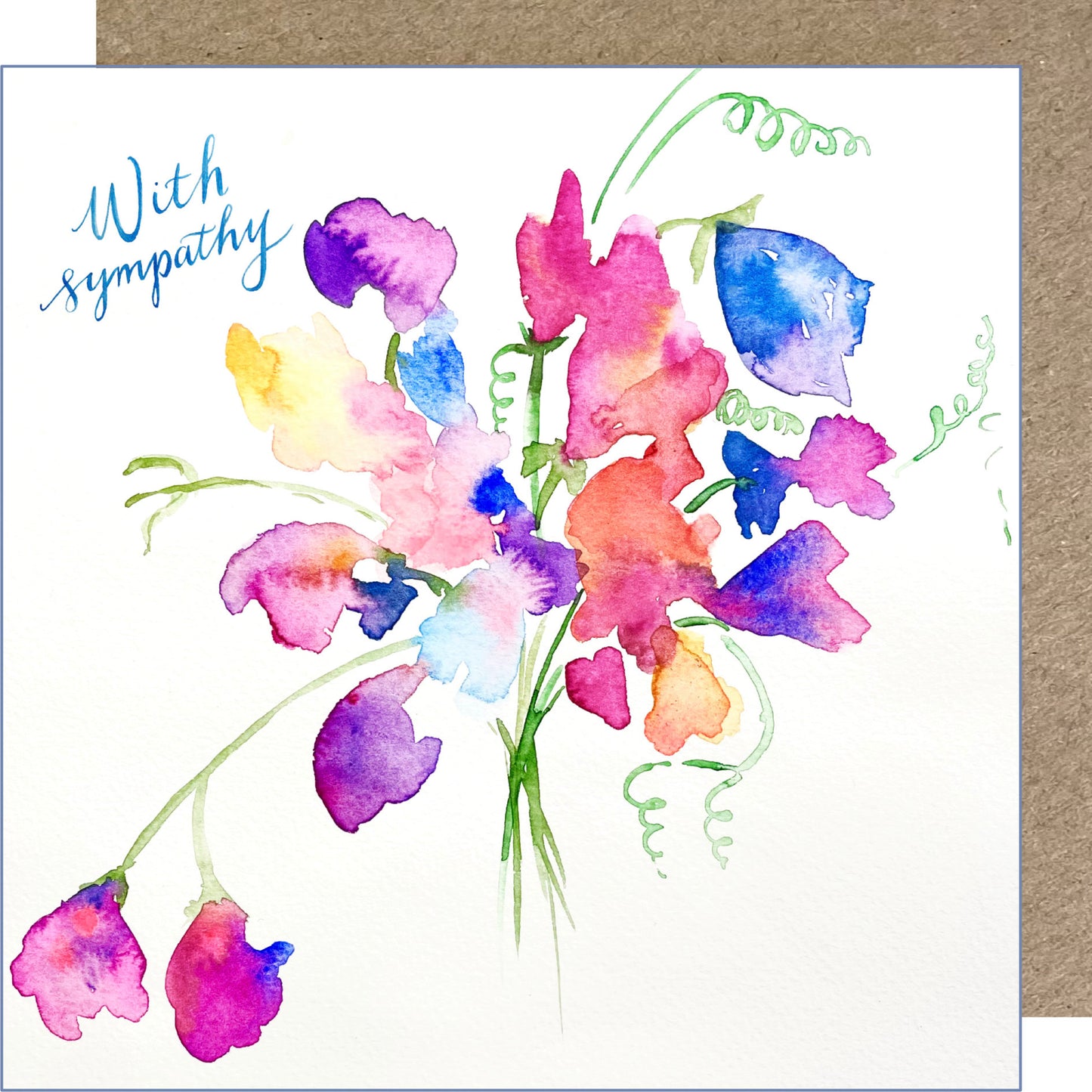 K37 Sweet Peas With Sympathy Greetings Card