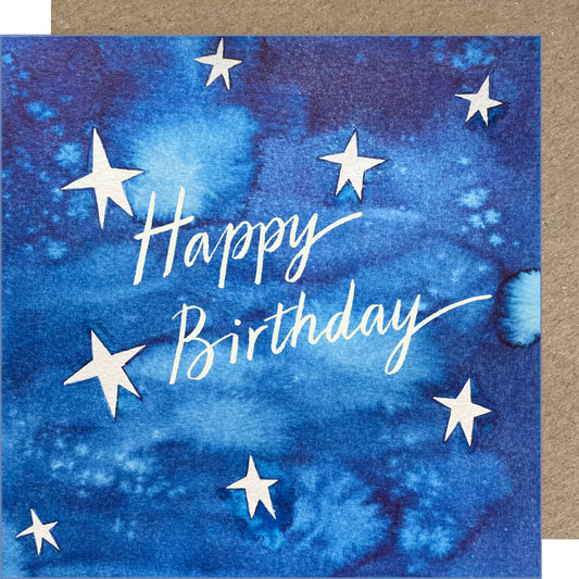K42 Night Sky Stars Happy Birthday Greetings Card