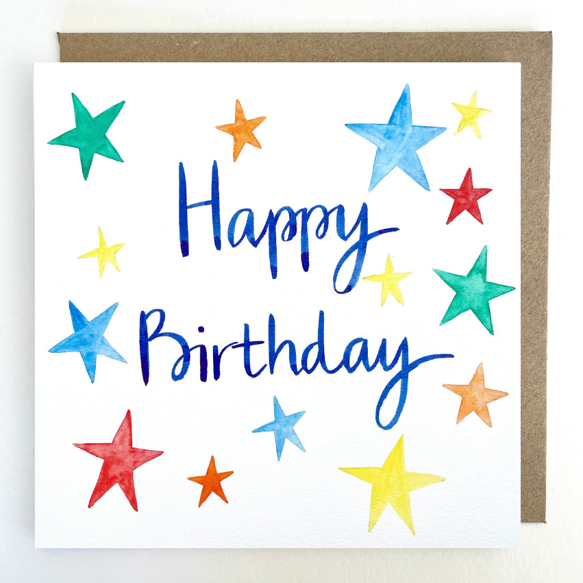 K79 Happy Birthday Rainbow Stars Greetings Card