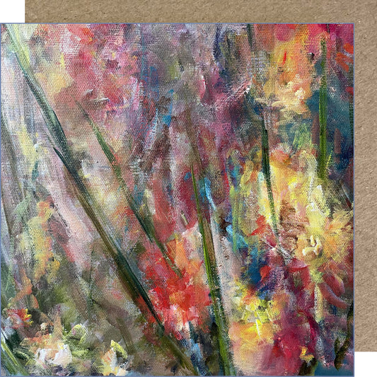K81 Bright Gladioli Greetings Card