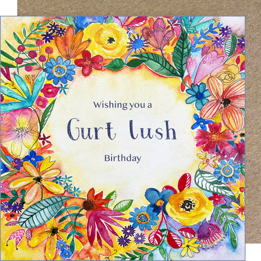 K83 Rainbow Floral 'Wishing you a Gurt Lush' Birthday Greetings Card