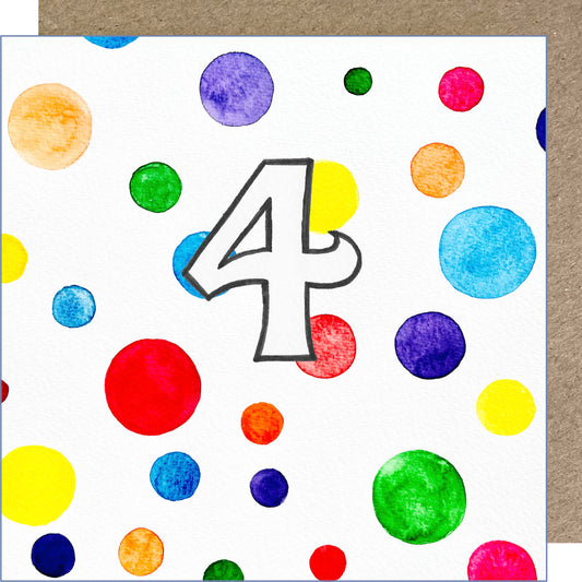 K94 Rainbow Spots - Age 4 Greetings Card