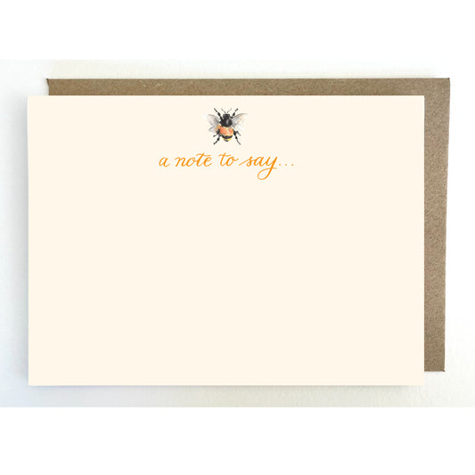 N01. Pack of 5 x Bee 'a note to say...' Notecards